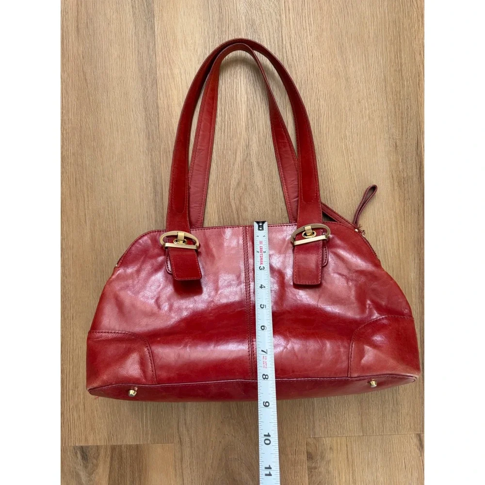 Kate Landry Vintage Y2K Red Leather Shoulder Bag Buckle Pocket Tote Handbag hobo